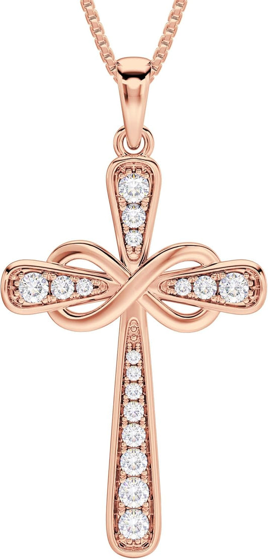 925 Sterling Silver Cross Necklace for Women Halo Infinity Pendant Birthstone Jewelry for Mom